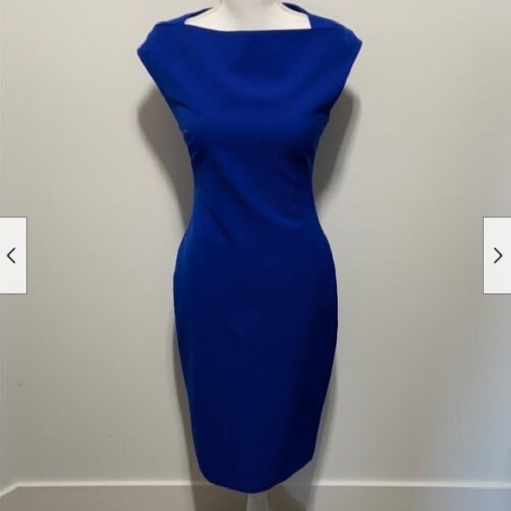 NWOT Zara COBALT BLUE Sheath/Bodycon/Fitted Dress w/ Cap Sleeves